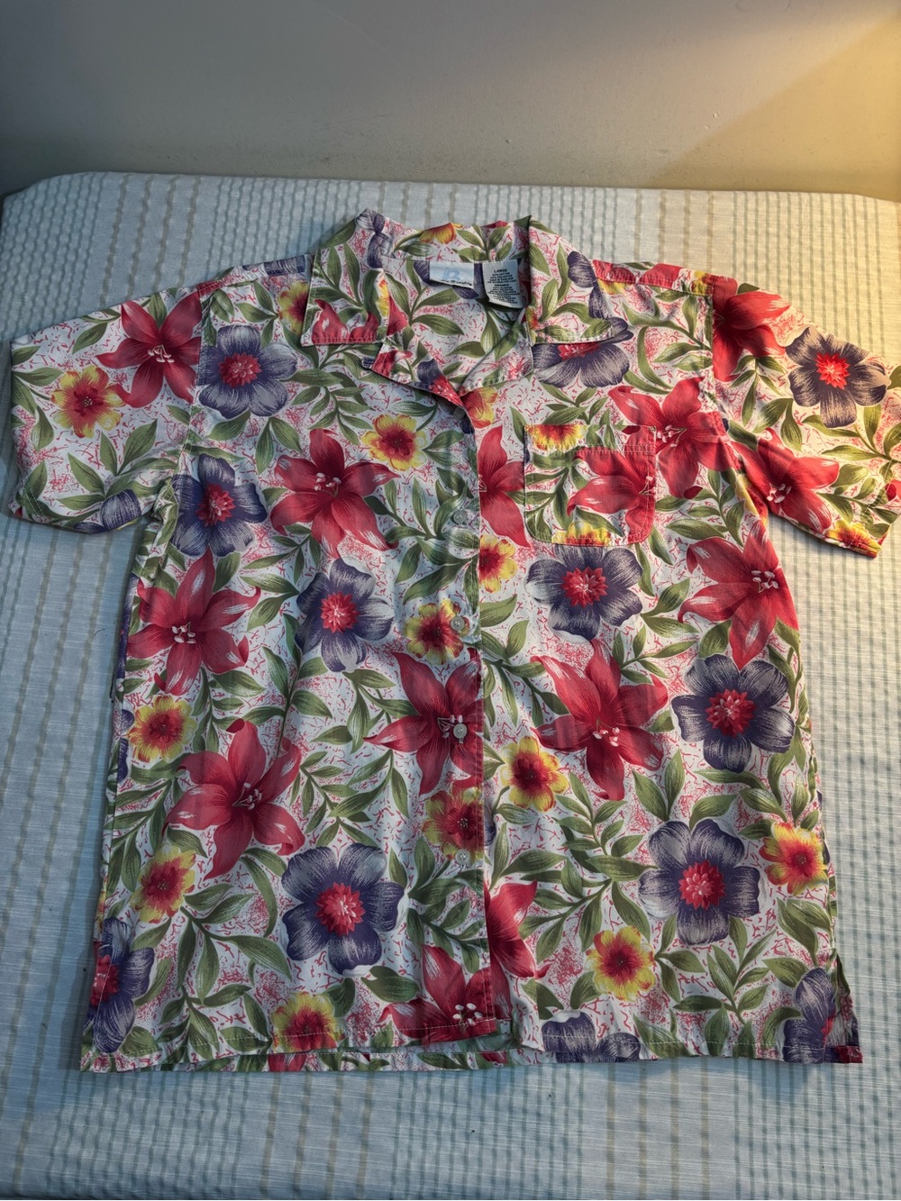 Bobbie Brooks Red, Purple, Yellow Floral Camp Shirt